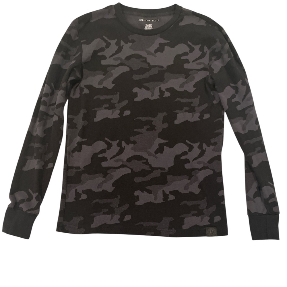 American Eagle Outfitters Women’s Long Sleeve Camo Top Black and Gray Size XS